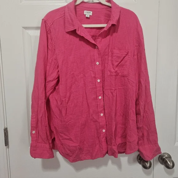 J. Crew Factory 100% Cotton Crinkle Gauze Button Up XL - Picture 2 of 5